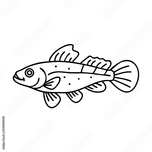 goby fish icon, goby fish line art - simple line art of goby fish, perfect for goby fish logos and icons