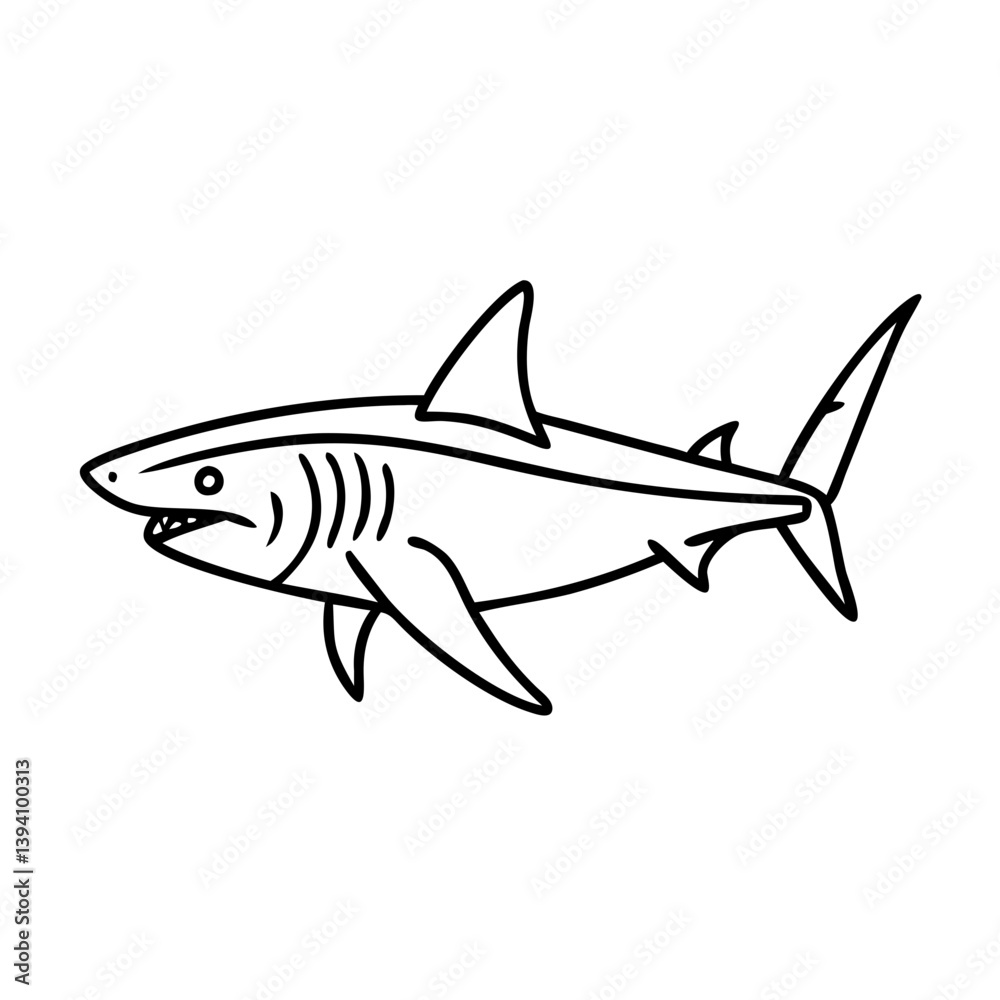 Obraz premium mako shark icon, mako shark line art - simple line art of mako shark, perfect for mako shark logos and icons