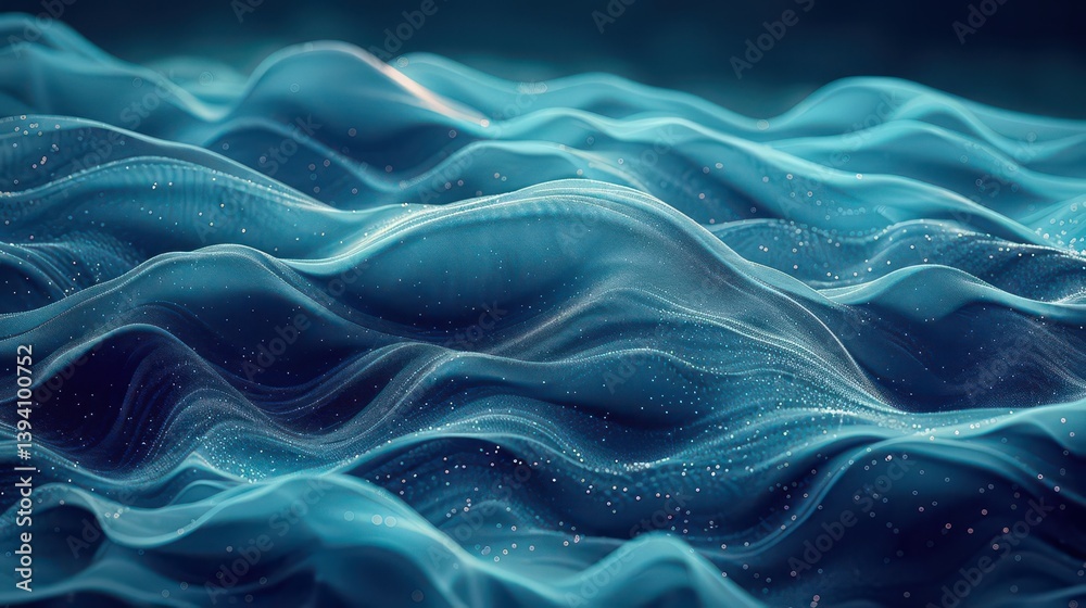 Fototapeta premium Abstract representation of flowing waves with a blue and teal color palette.