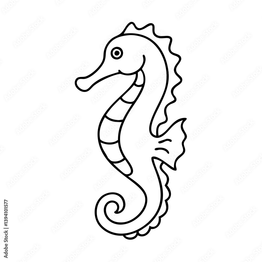 Fototapeta premium seahorse icon, seahorse line art - simple line art of seahorse, perfect for seahorse logos and icons