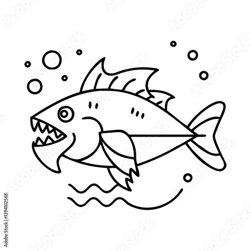 wolf fish icon, wolf fish line art - simple line art of wolf fish, perfect for wolf fish logos and icons