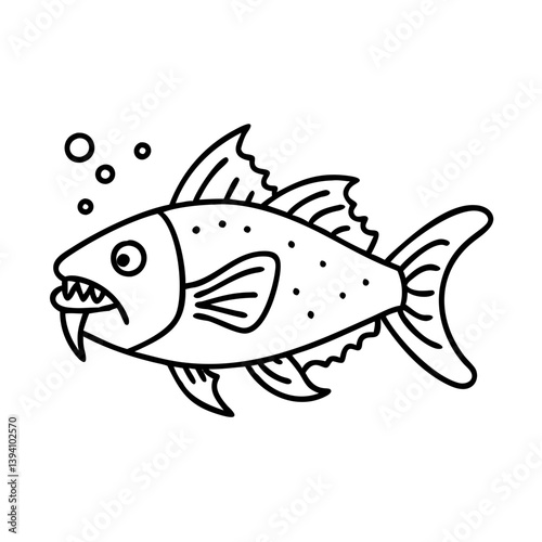 wolf fish icon, wolf fish line art - simple line art of wolf fish, perfect for wolf fish logos and icons