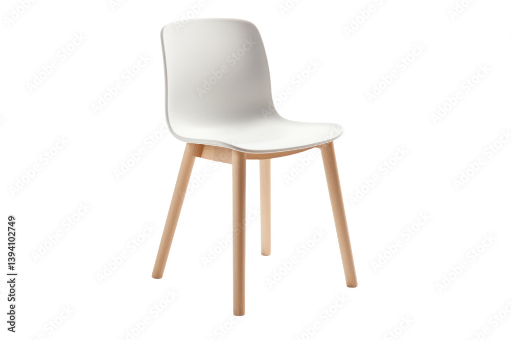 Single retro plastic chair with a simple yet elegant design, Isolated on white background Single retro plastic chair with a simple yet elegant design, Isolated on white background