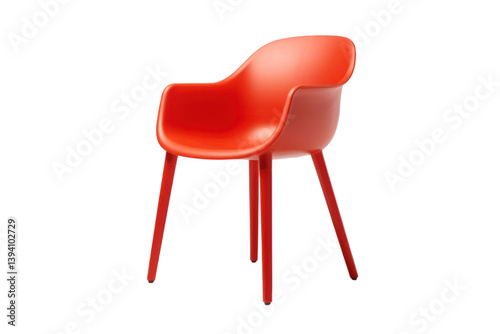 Single retro plastic chair with a simple yet elegant design, Isolated on white background