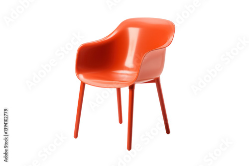Single retro plastic chair with a simple yet elegant design, Isolated on white background