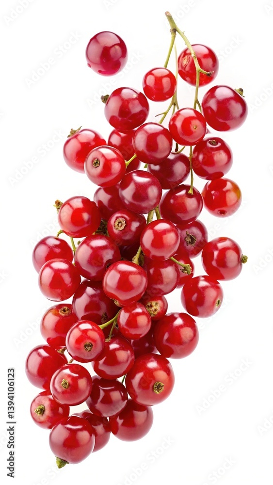 A Bunch of Fresh Red Currants Isolated on White Background A Bunch of Fresh Red Currants Isolated on White Background