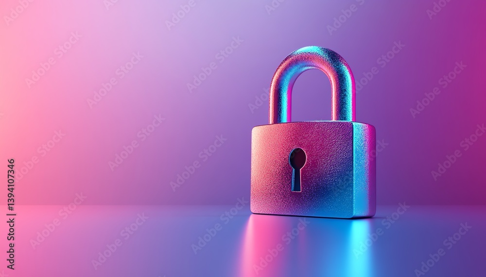 Metallic padlock on vibrant background. Security concept. Metallic padlock on vibrant background. Security concept.