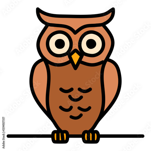 Owl flat icon isolated on white background. Bird vector illustration.