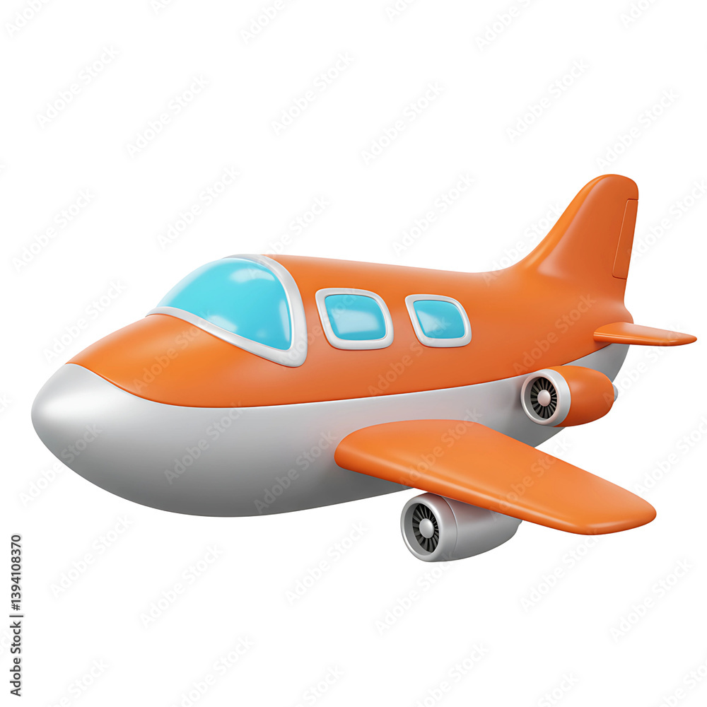 Fototapeta premium Cartoon Airplane Isolated on Transparent Background