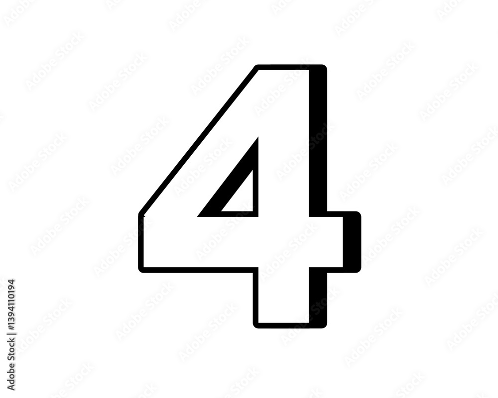 Obraz premium Number 4 four white color sign symbol on transparent background for design elements