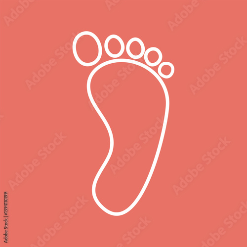 Footprint icon design. White outline human foot vector illustration.