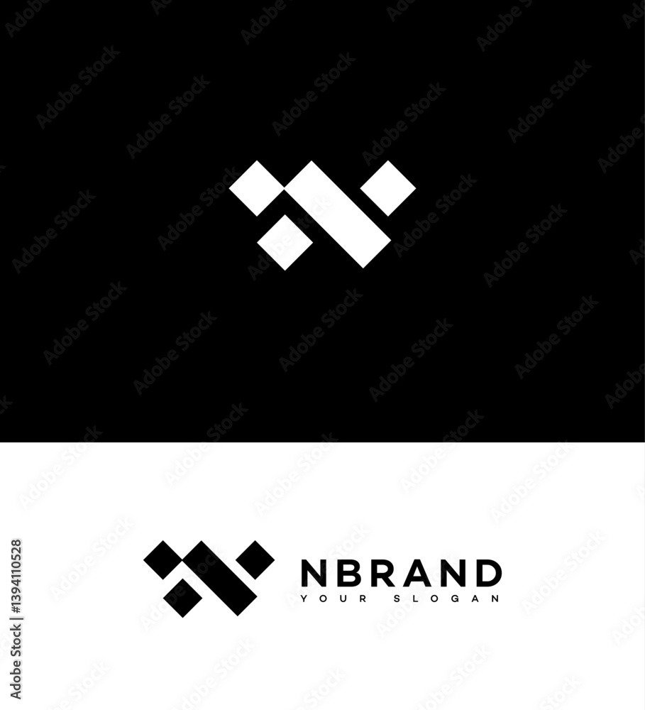 Obraz premium Abstract Modern N Brand Logo Design, Geometric Shapes, Monochrome Style