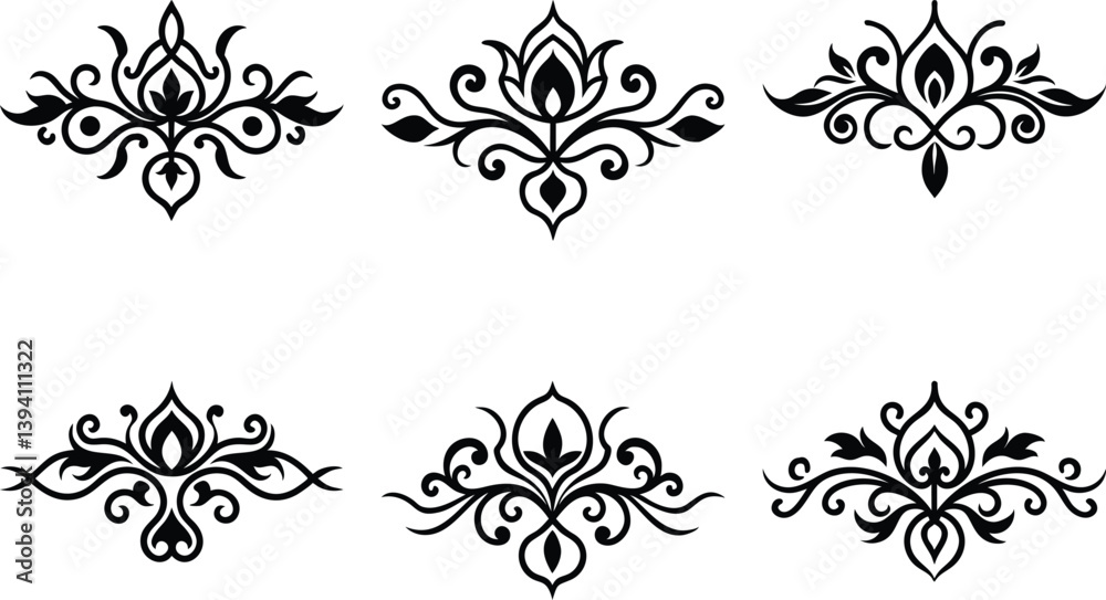Baroque Swirl Accent ornament set on white background Baroque Swirl Accent ornament set on white background