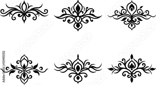 Baroque Swirl Accent ornament set on white background