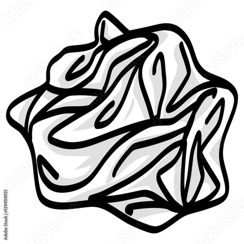 Crumpled Paper Ball Illustration Vector Icon