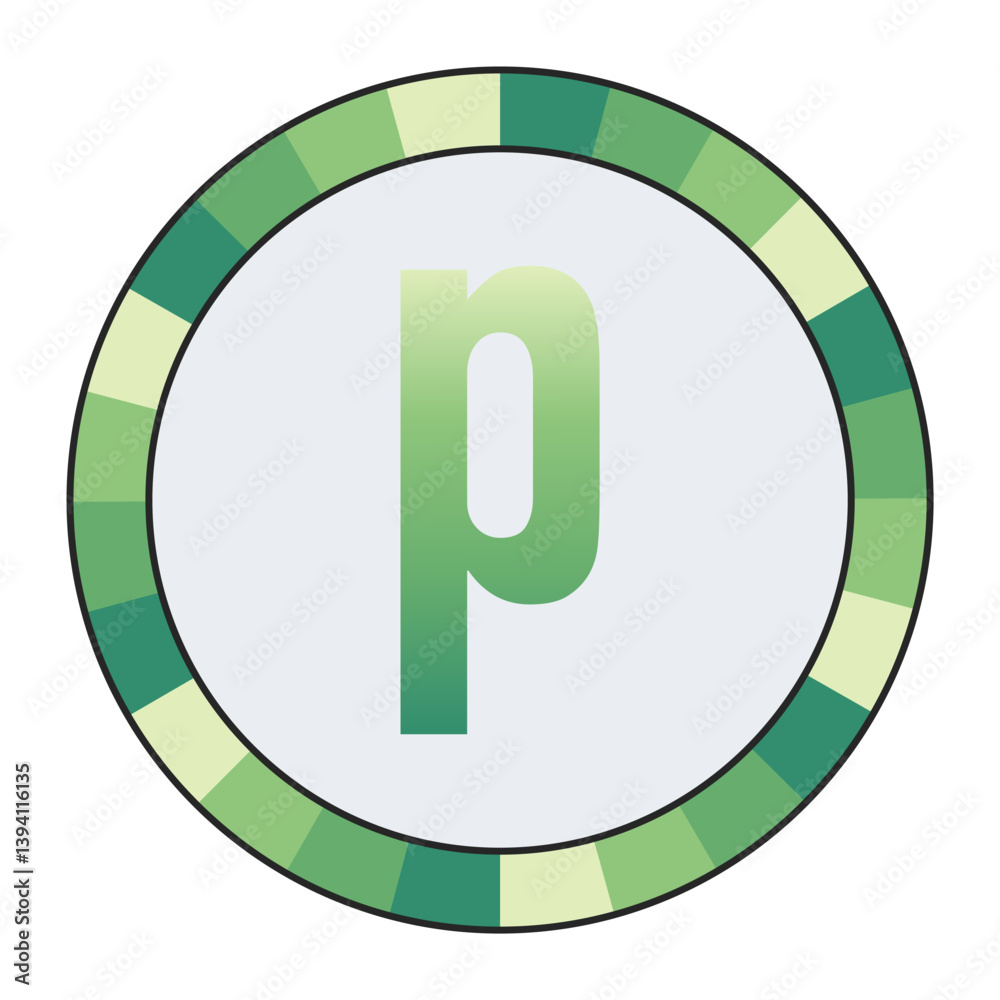 Light to Dark Green and Cream Circle Symbol with a Mid-Tone Green lowercase Letter “p” on a Black Backdrop, enclosed in a black frame. Light to Dark Green and Cream Circle Symbol with a Mid-Tone Green lowercase Letter “p” on a Black Backdrop, enclosed in a black frame.