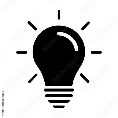 Bulb light idea creativity icon. Isolated think symbol flat illustration. Vector graphic.