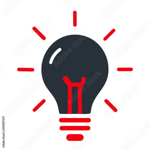 Bulb flat blue and red colours icon. Creative idea symbol vector illustration.
