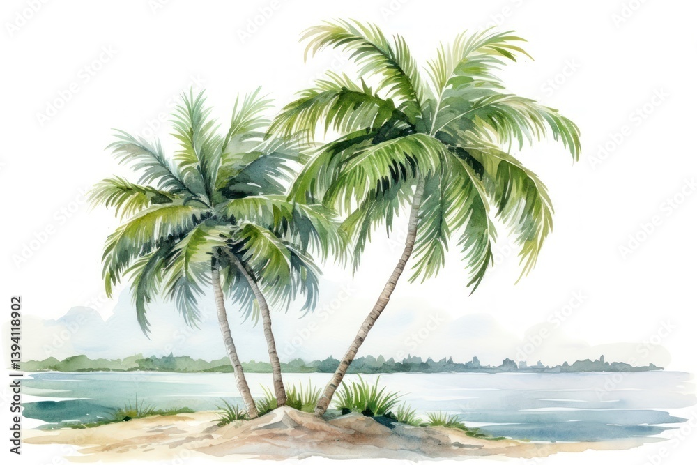 Obraz premium Painting of coconut tree nature outdoors plant.
