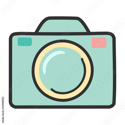 Camera vector icon. Flat illustration of cyan blue and grey cameras sign for web design.