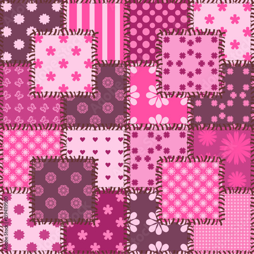  Patchwork print wallpaper background with different patterns quilting hobby craft handmade