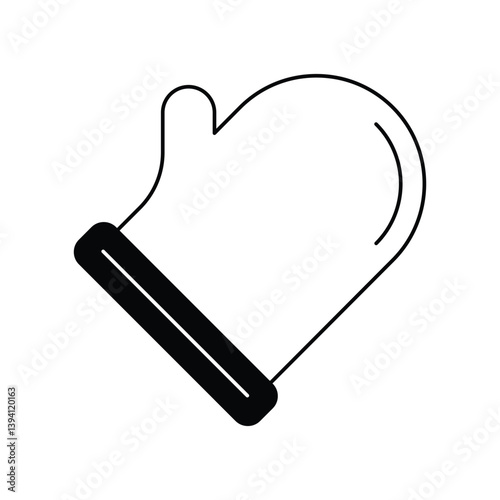 oven glove glyph outline icon with white background vector stock illustration
