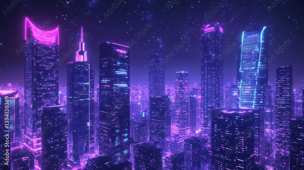 Fototapeta premium Neon Cityscape at Night (3)