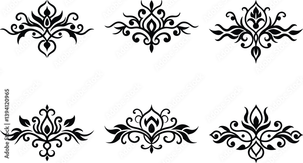Baroque Swirl Accent ornament set on white background Baroque Swirl Accent ornament set on white background
