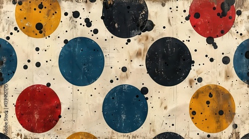 Abstract pattern featuring colorful circles on a textured background.