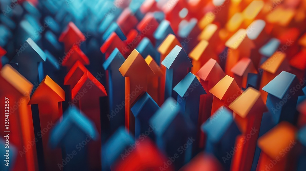 Obraz premium A vibrant abstract representation of upward arrows symbolizing growth and progress.