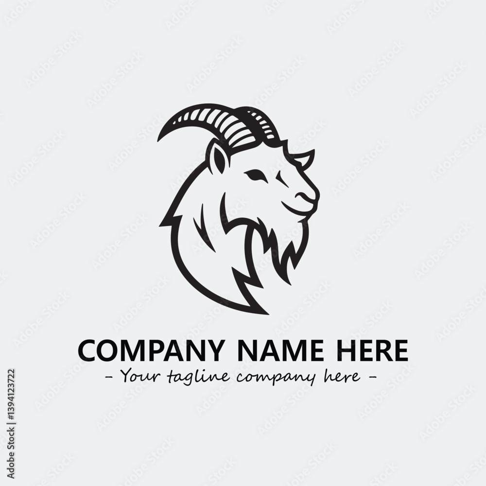 Head of goat illustration black and white for logo company vector image
