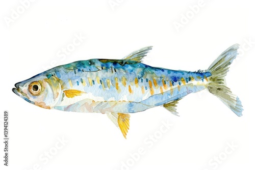 Watercolor fish illustration art
