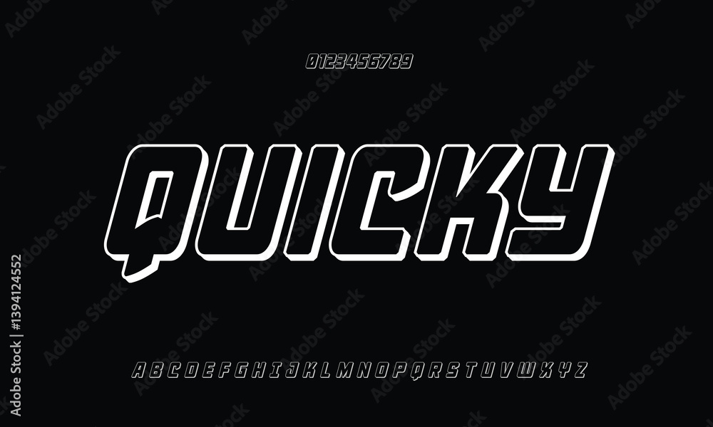 Fototapeta premium Quicky Nick 3D vector font alphabet with numbers