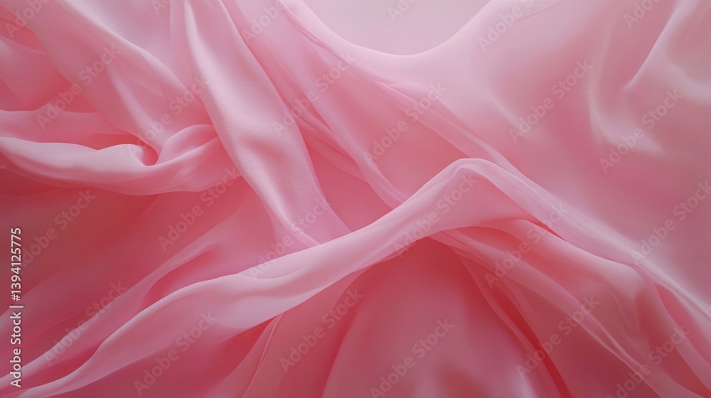 Obraz premium Abstract Pink Fabric Texture Background with Soft Light and Delicate Folds Creating a Romantic and Elegant Wave