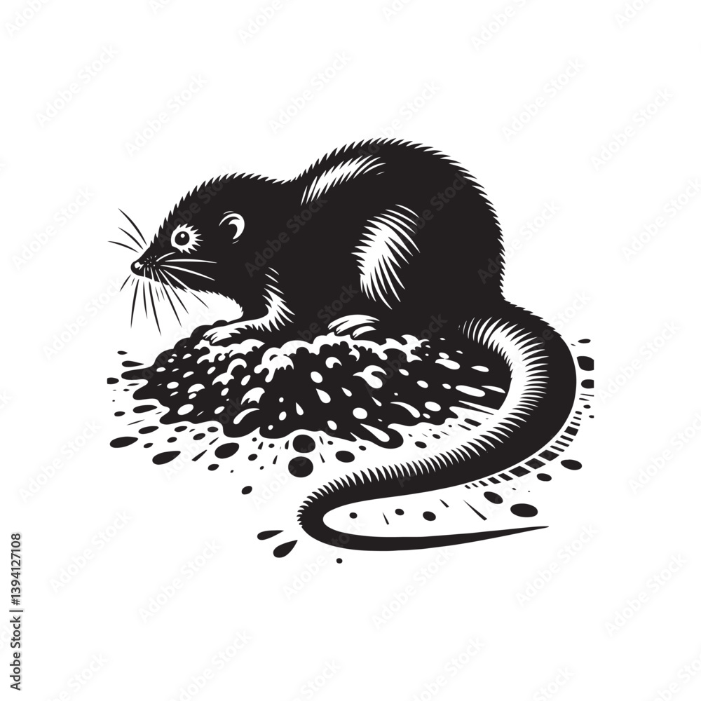 Obraz premium Minimalist mole silhouette - Mole vector - illustration of mole.