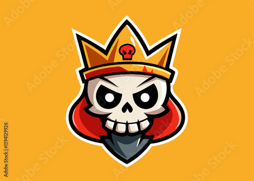 scary skull wearing crown illustration. skull with crown Vector illustration.