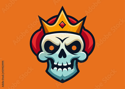 scary skull wearing crown illustration. skull with crown Vector illustration.