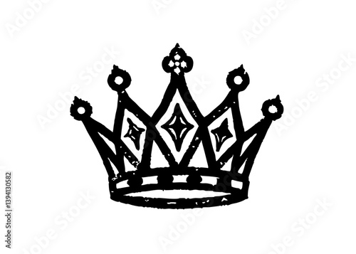 Silhouette King's Crown Logo Design with Modern Sketch Hand drawn single line art use for logo illustration style.
