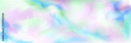 Abstract pastel watercolor brush background. Vector realistic illustration of green, blue, pink paint strokes on white, water color gradient splashes, aquarelle texture, modern art paintbrush lines