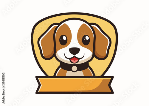 Cute сartoon puppy dog mascot Pets care, love and loyalty concept. Vector illustration isolated on white.