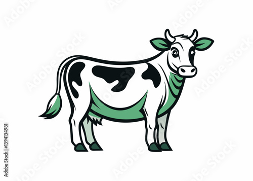 Cow hand drawn Sketch. Hand drawn watercolor painting of a cow isolated on white background.