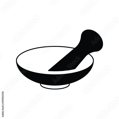mortar glyph outline icon with white background vector stock illustration