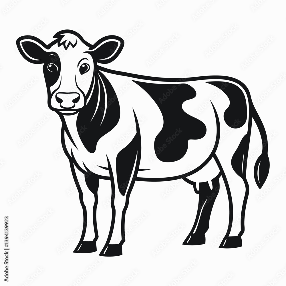 Fototapeta premium Black Cow Icon Simple Holstein Silhouette for Farming Themes