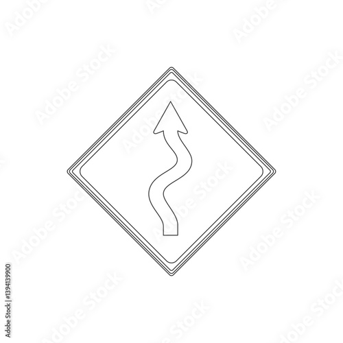 標識の線画単品イラスト　つづら折りあり