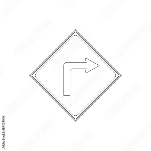 標識の線画単品イラスト　屈折あり