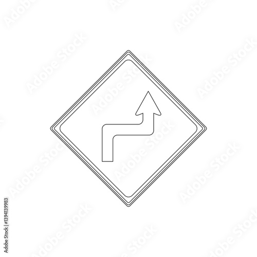 標識の線画単品イラスト　背向屈折あり