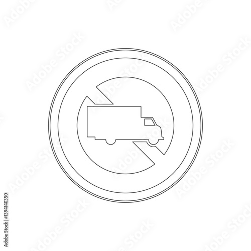 標識の線画単品イラスト　大型貨物自動車等通行止め