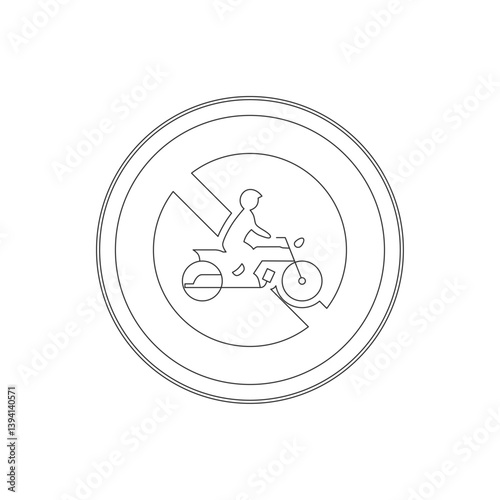 標識の線画単品イラスト　二輪の自動車・一般原動機付自転車通行止め