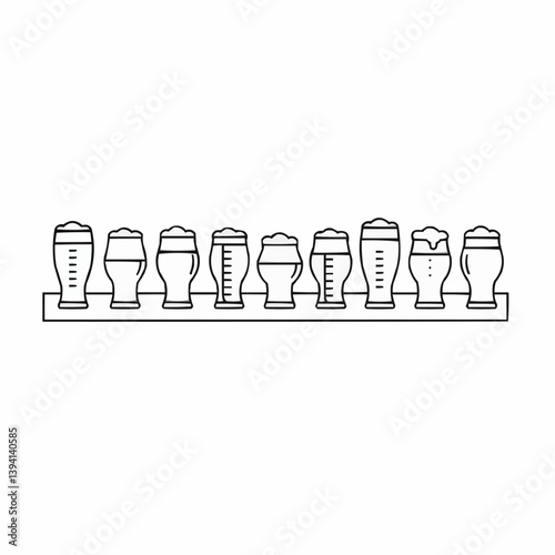 Craft Beer Tasting Flights Display with Various Glasses  