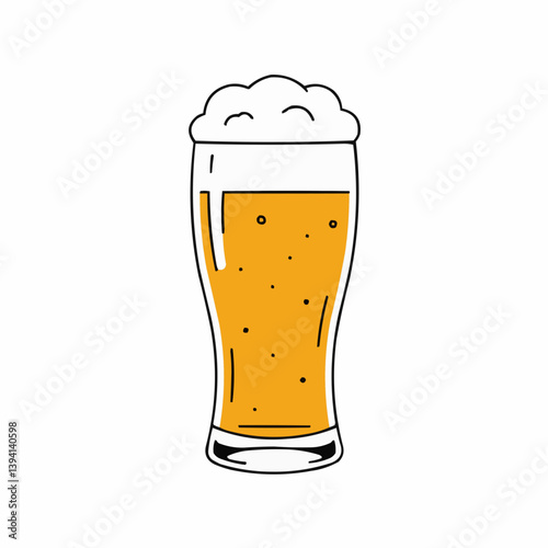 Craft Beer Glass Filled with Golden Beverage  